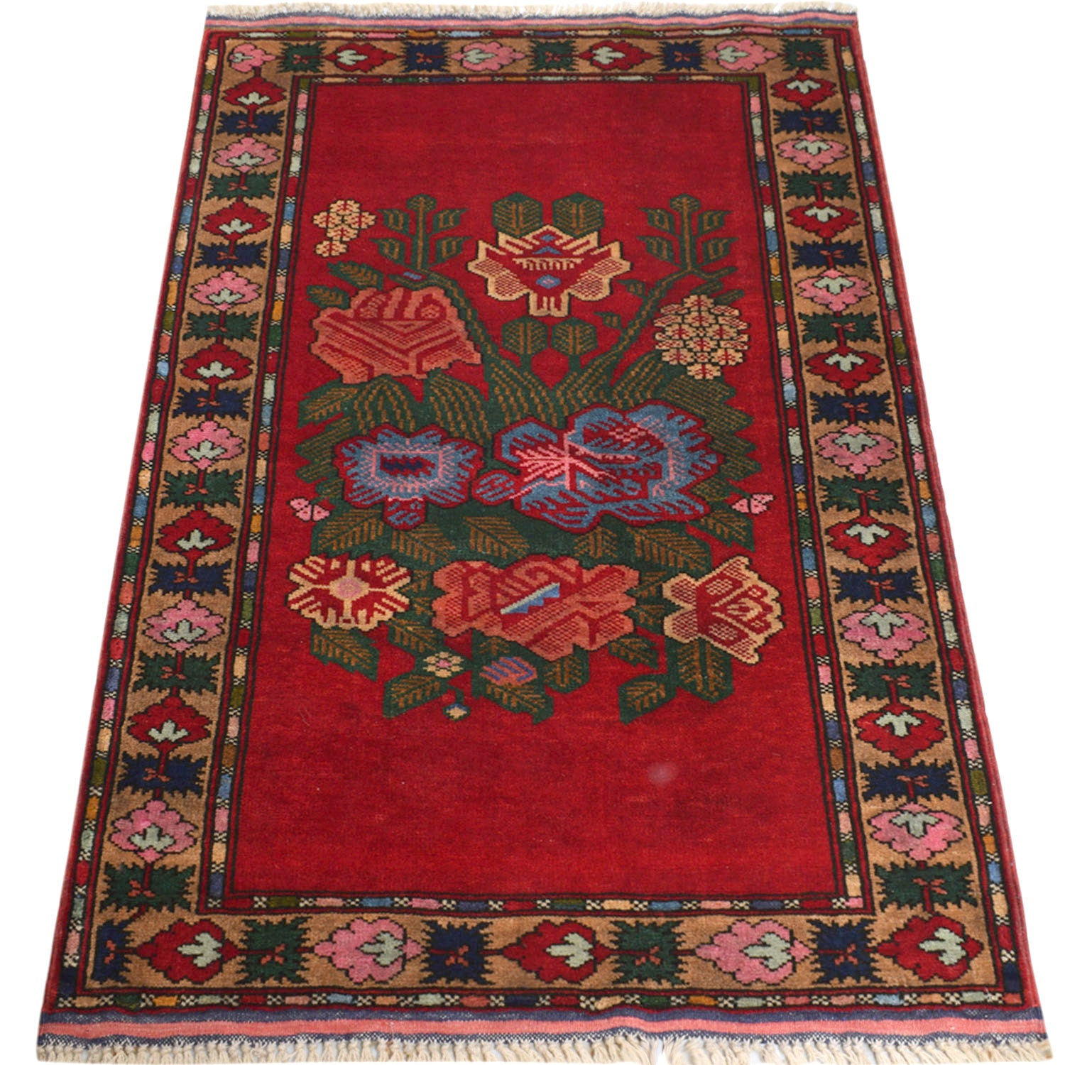 Baluchi Rug Handmade Red Geometric 2x4 ft