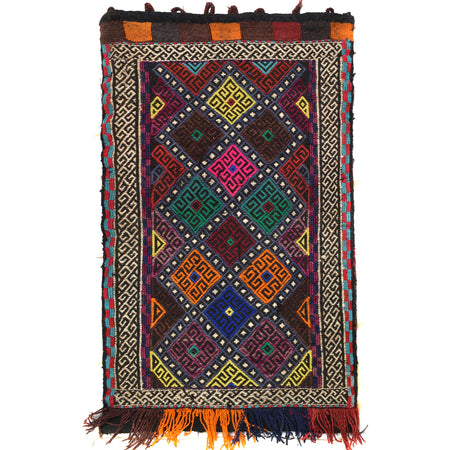 Balisht Area Rug Handmade Multi Geometric 2x3 ft