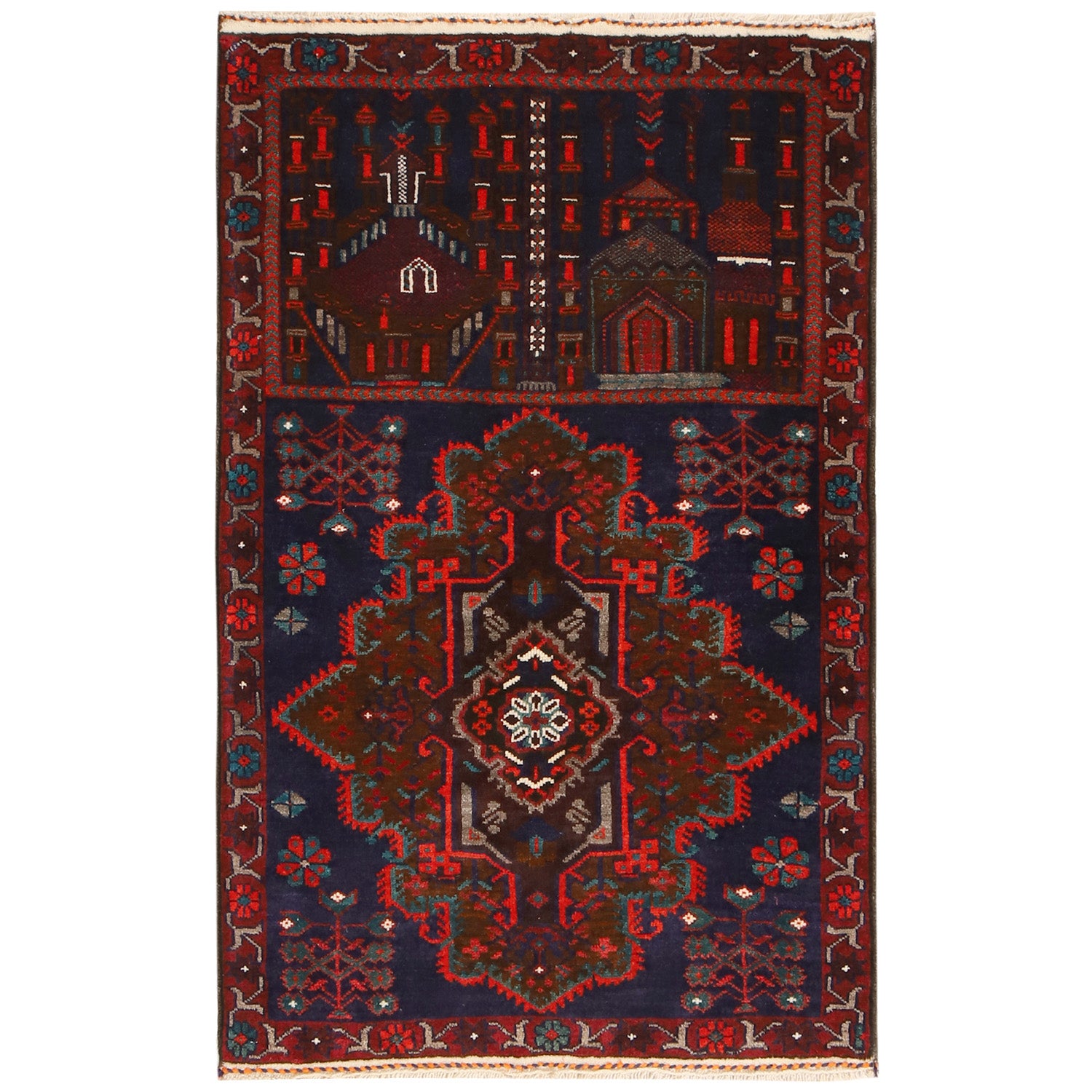 Baluchi Rug Handmade Multi Prayer Design 3x5 ft