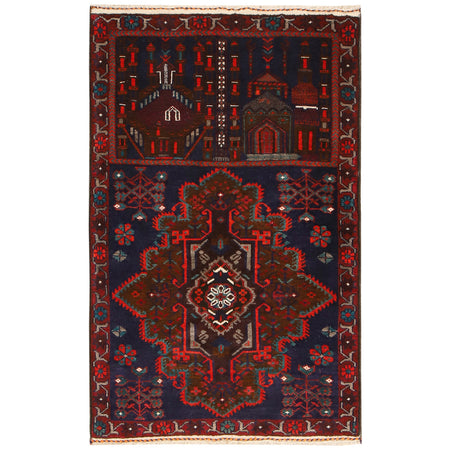 Baluchi Rug Handmade Multi Prayer Design 3x5 ft