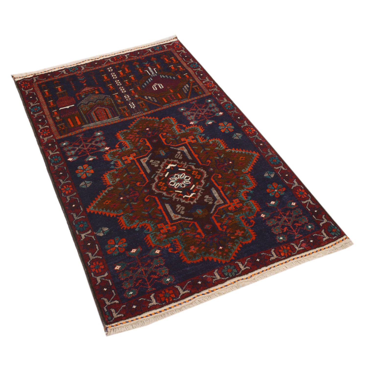 Baluchi Rug Handmade Multi Prayer Design 3x5 ft