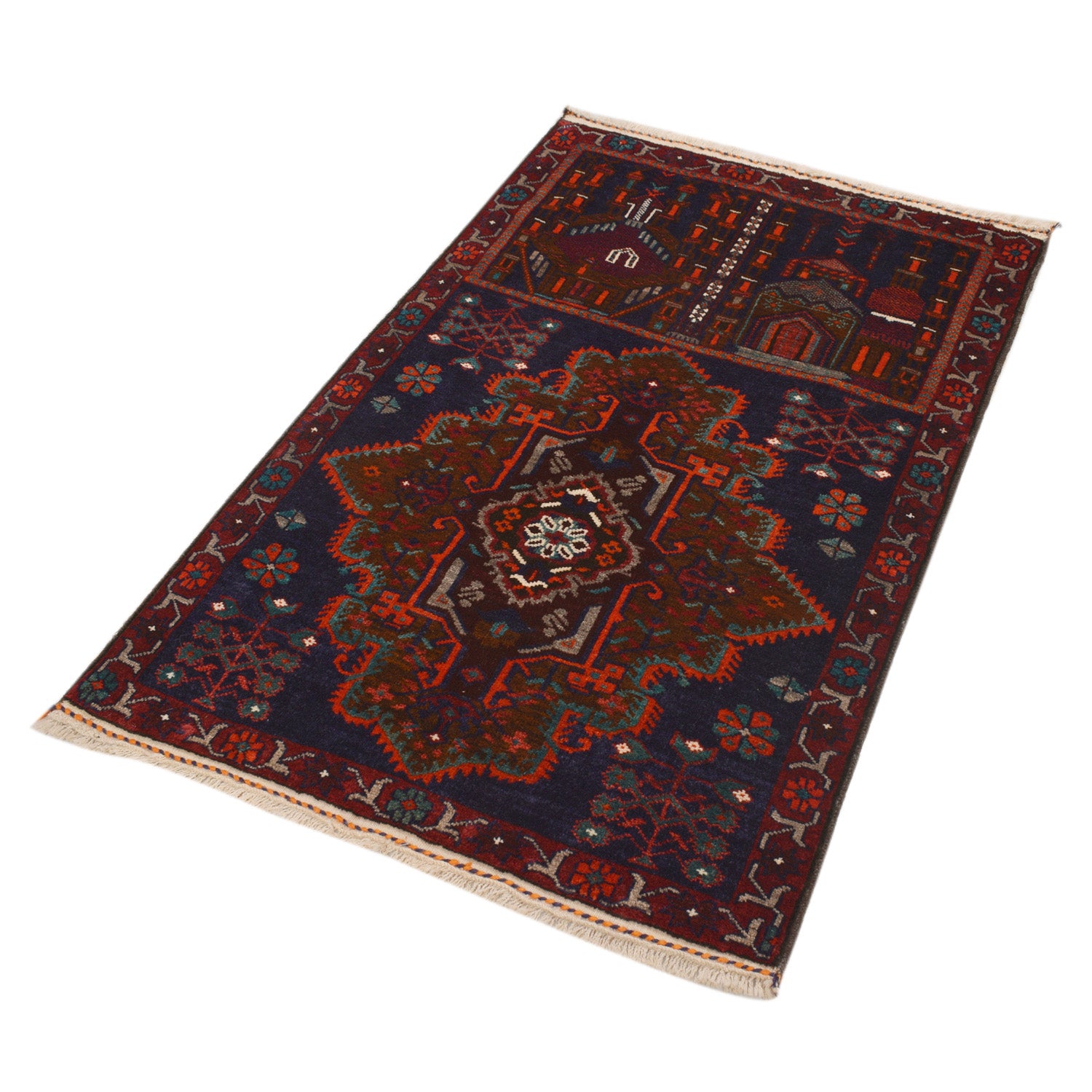 Baluchi Rug Handmade Multi Prayer Design 3x5 ft