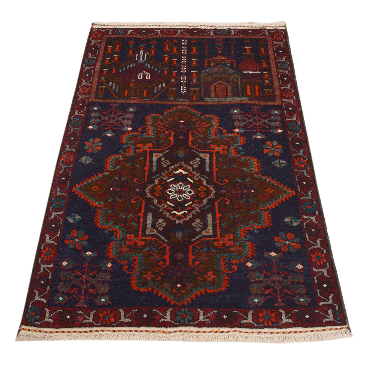 Baluchi Rug Handmade Multi Prayer Design 3x5 ft