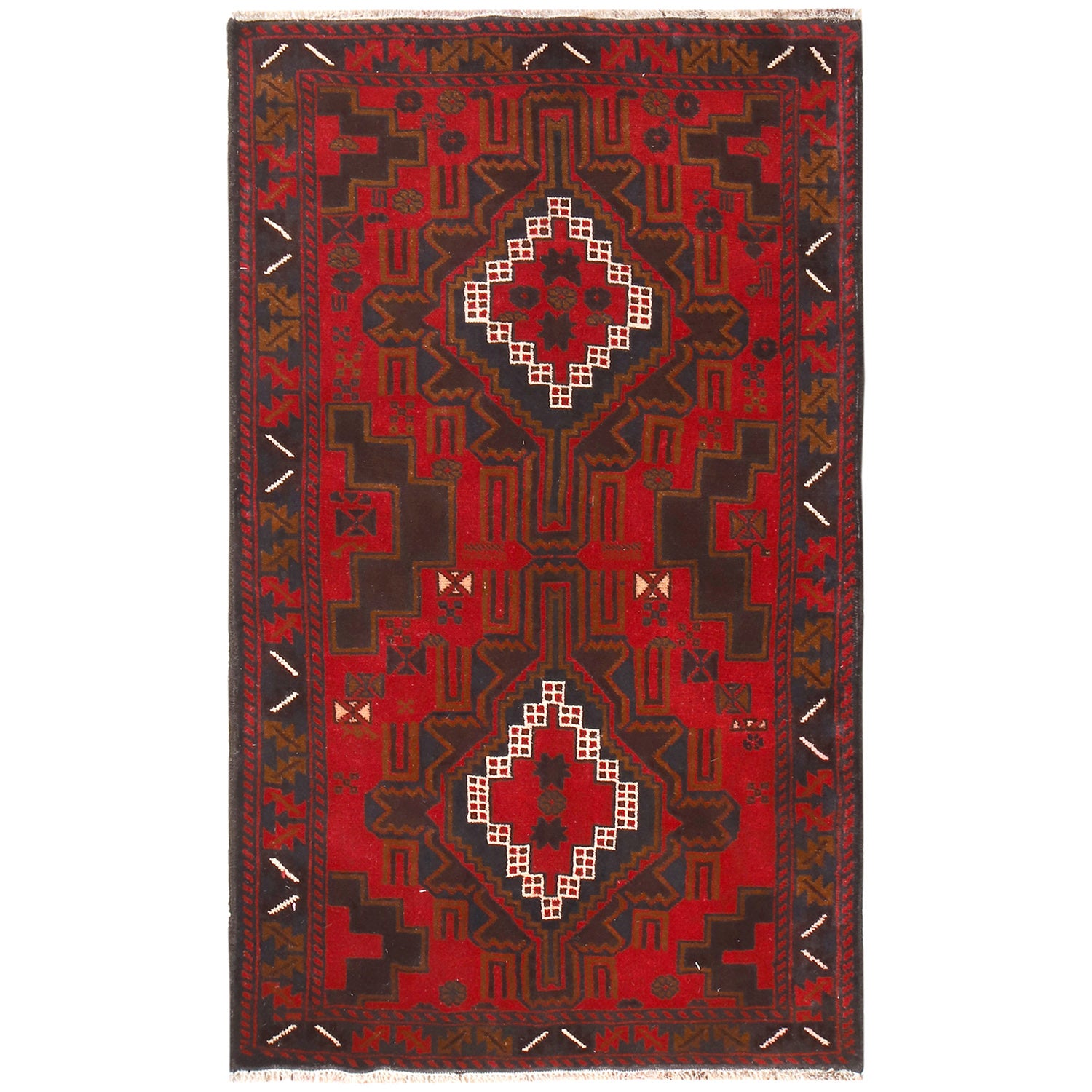 Baluchi Rug Handmade Multi Geometric 3x5 ft