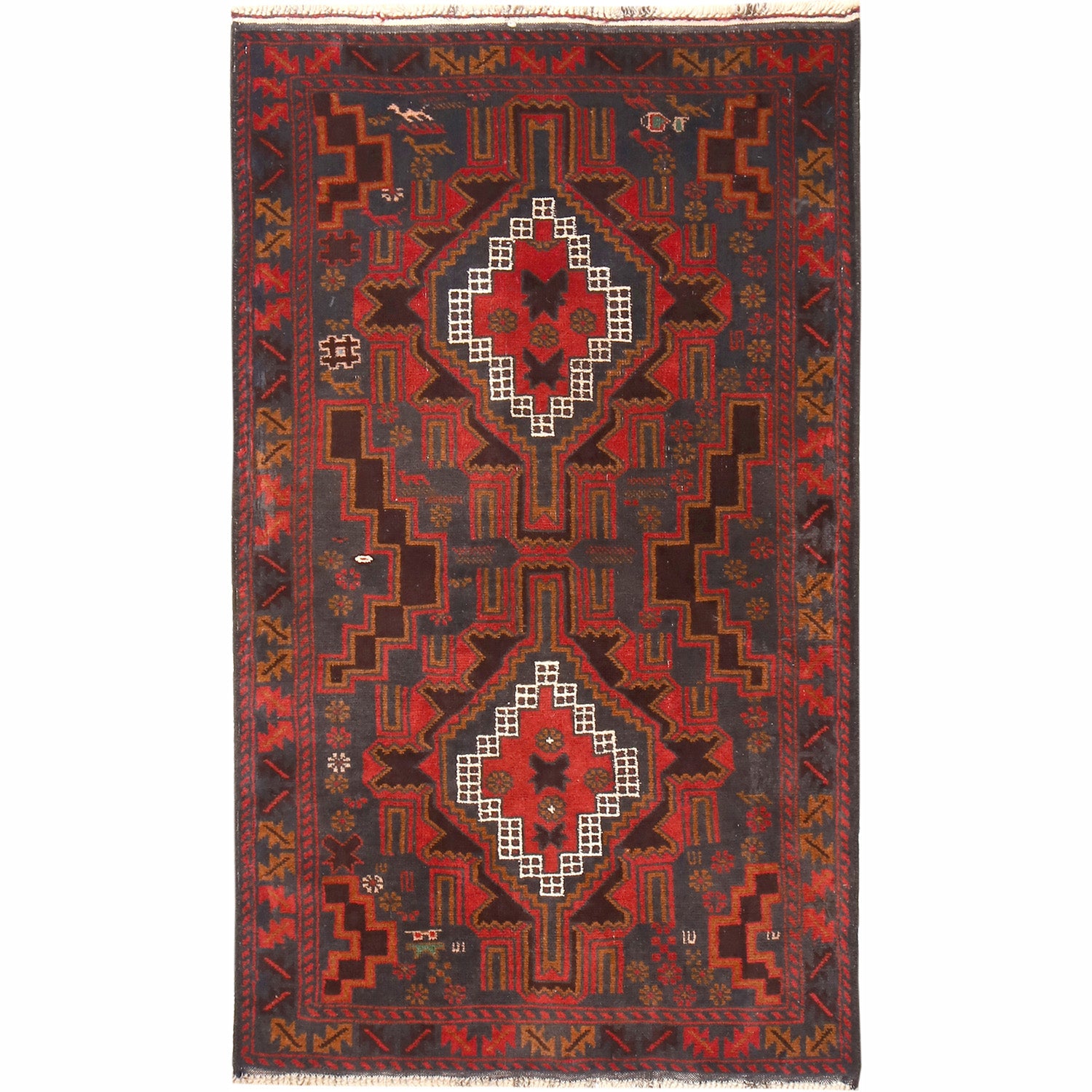Baluchi Rug Handmade Multi Geometric 3x5 ft