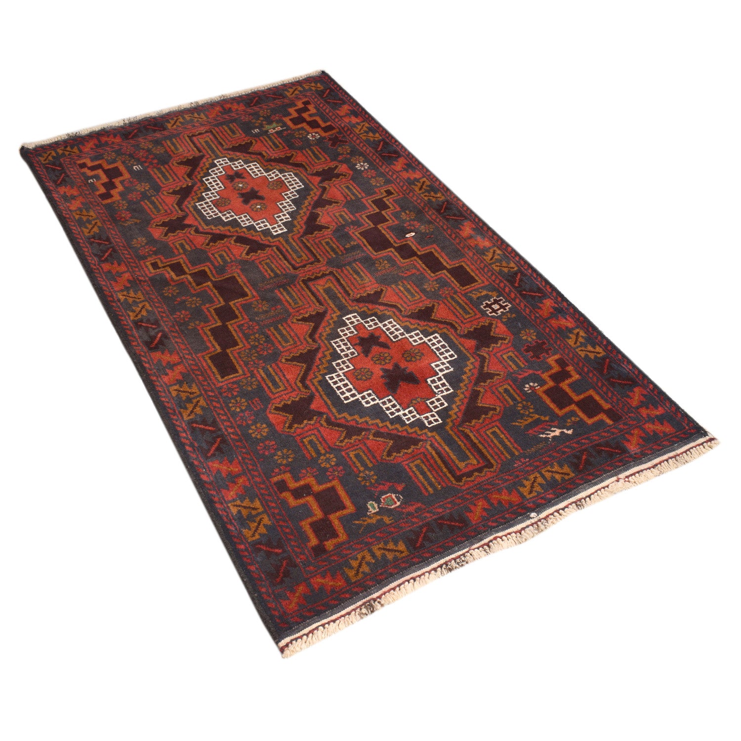 Baluchi Rug Handmade Multi Geometric 3x5 ft