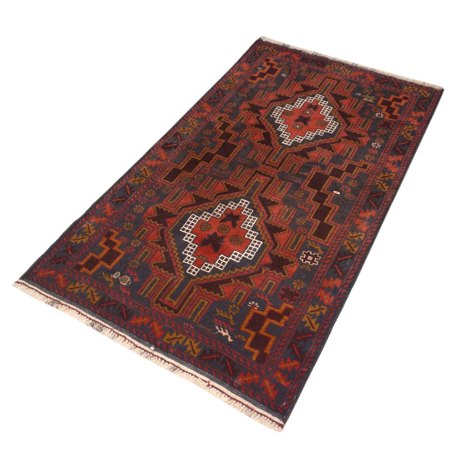 Baluchi Rug Handmade Multi Geometric 3x5 ft