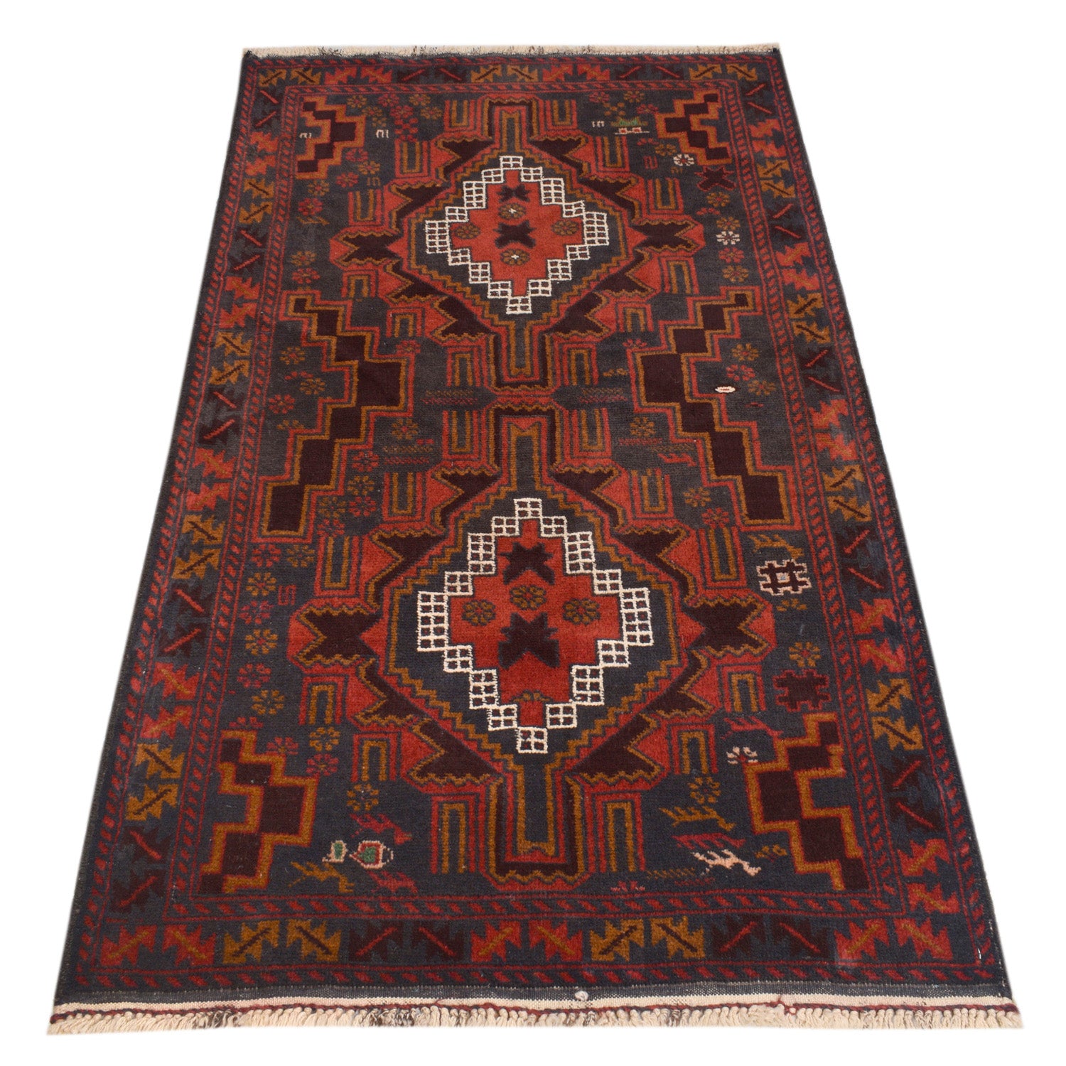 Baluchi Rug Handmade Multi Geometric 3x5 ft
