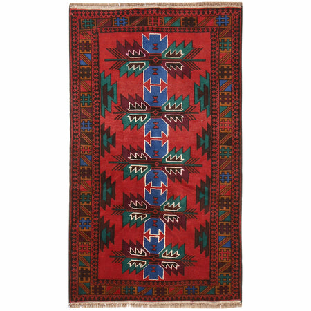 Baluchi Rug Handmade Multi Geometric 3x5 ft