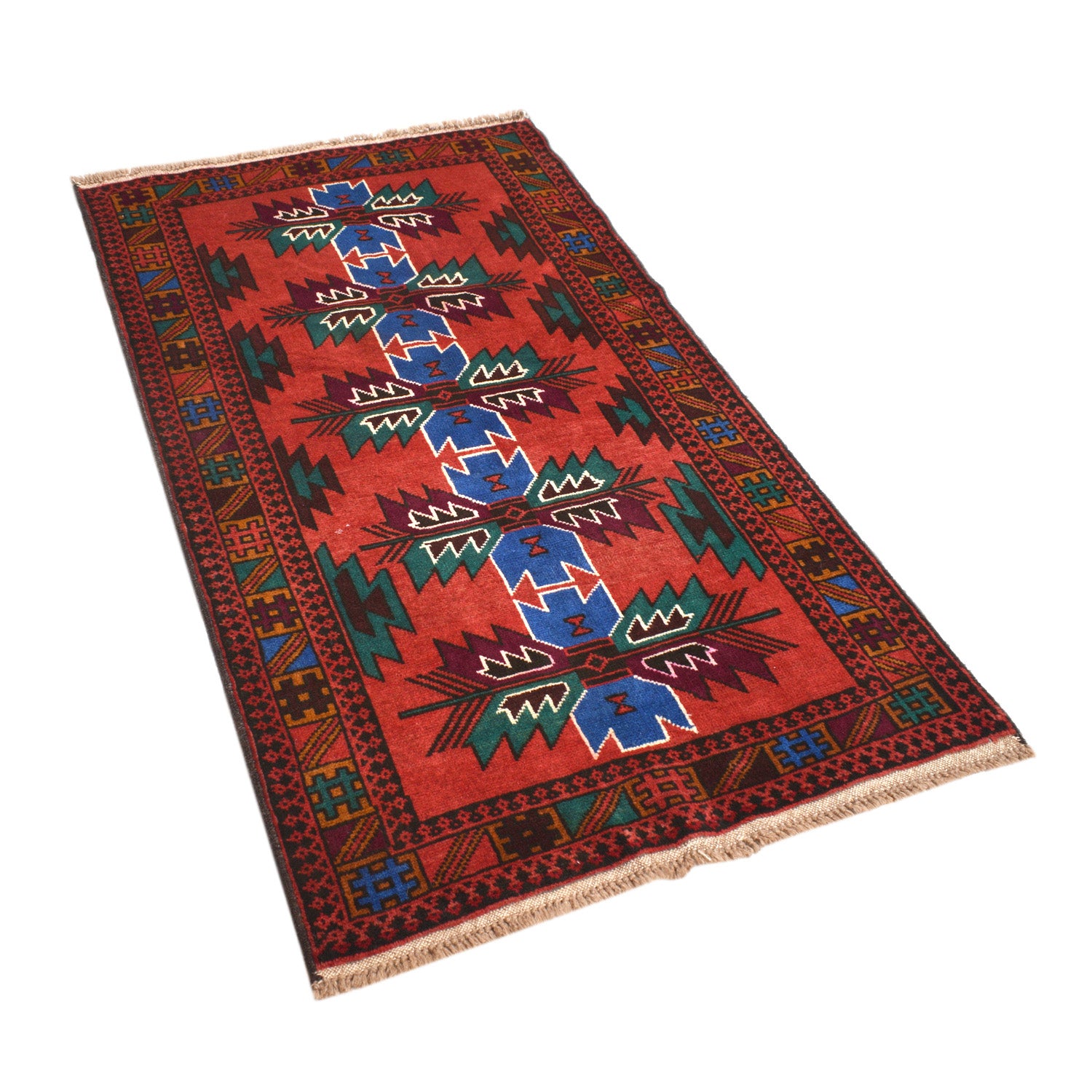 Baluchi Rug Handmade Multi Geometric 3x5 ft