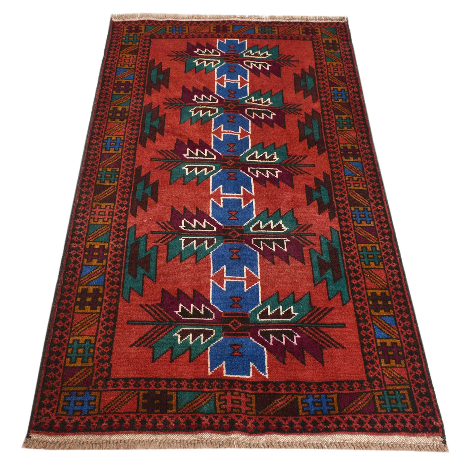 Baluchi Rug Handmade Multi Geometric 3x5 ft