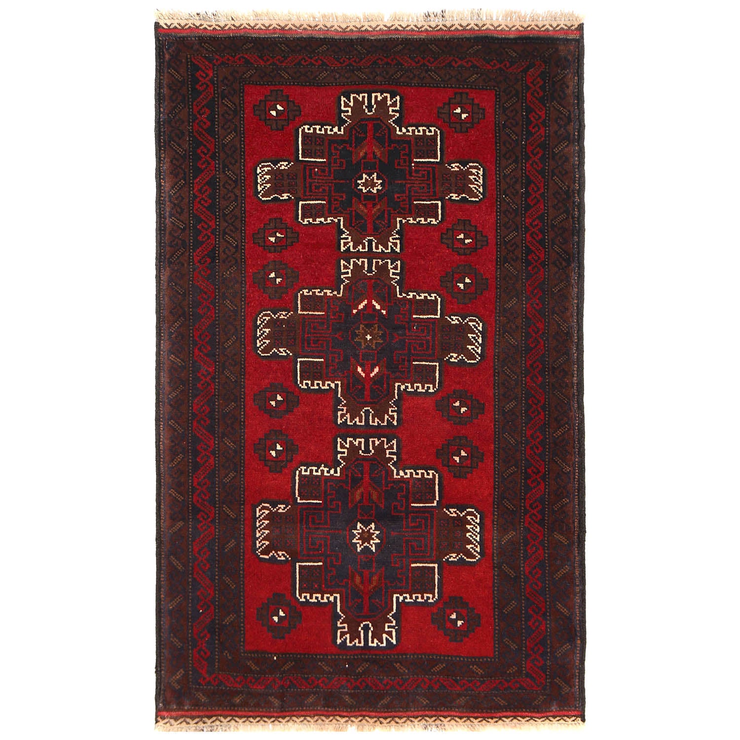 Baluchi Rug Handmade Multi Geometric 3x5 ft