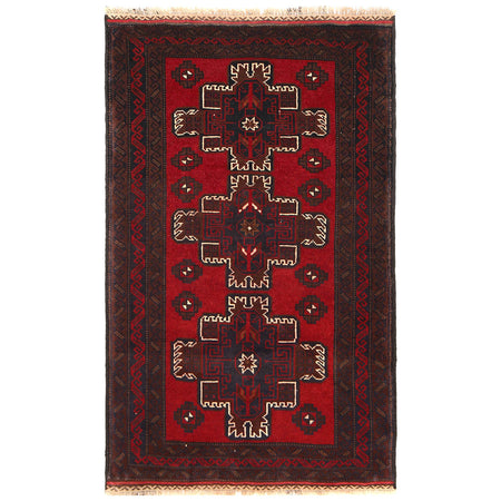 Baluchi Rug Handmade Multi Geometric 3x5 ft
