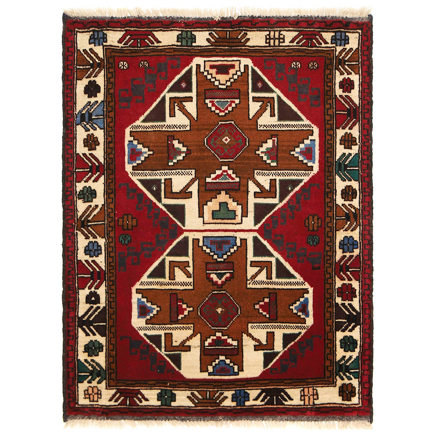 Baluchi Rug Handmade Multi Geometric 2x4 ft