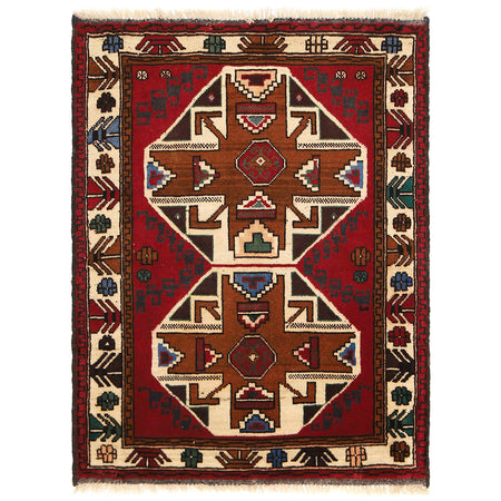 Baluchi Rug Handmade Multi Geometric 2x4 ft