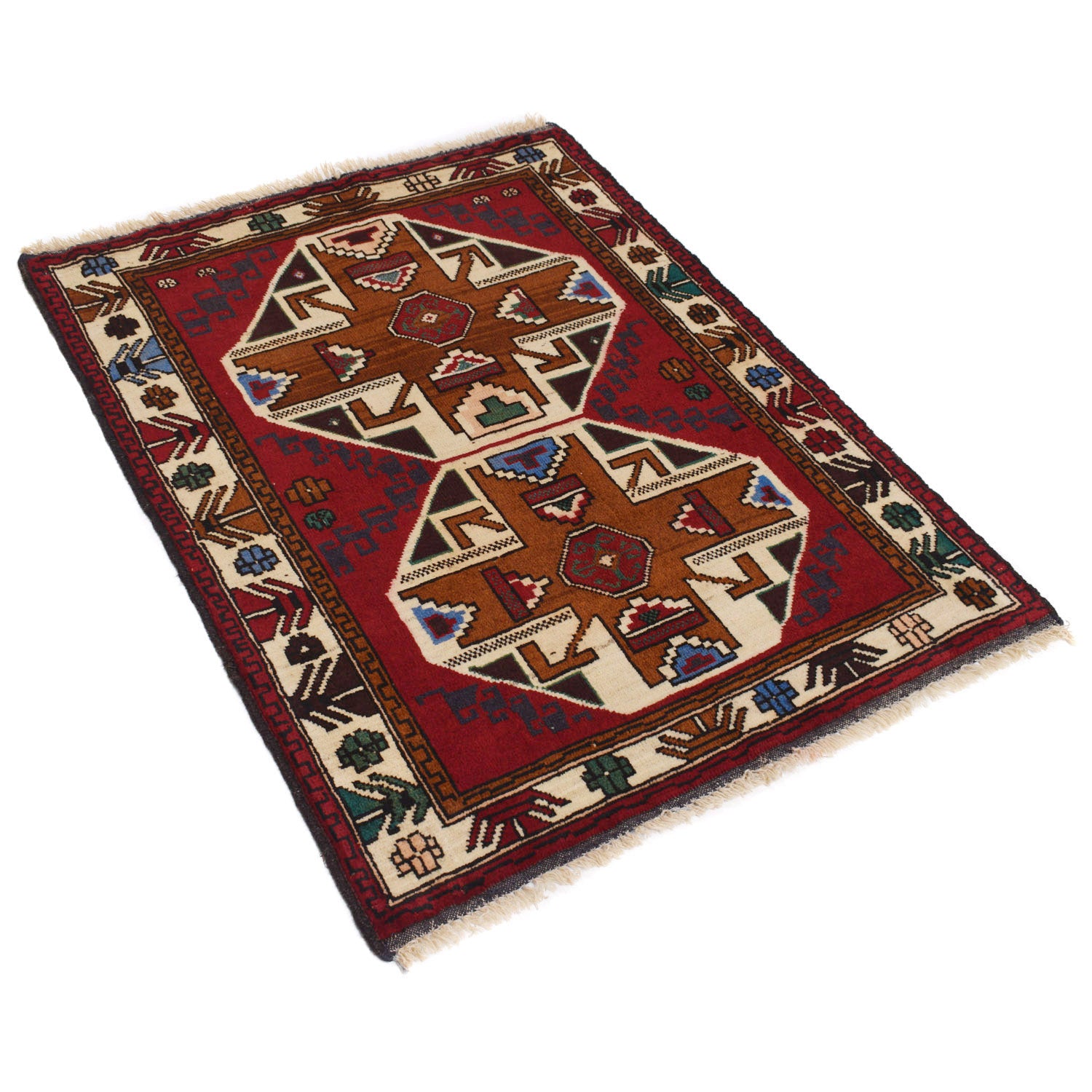 Baluchi Rug Handmade Multi Geometric 2x4 ft