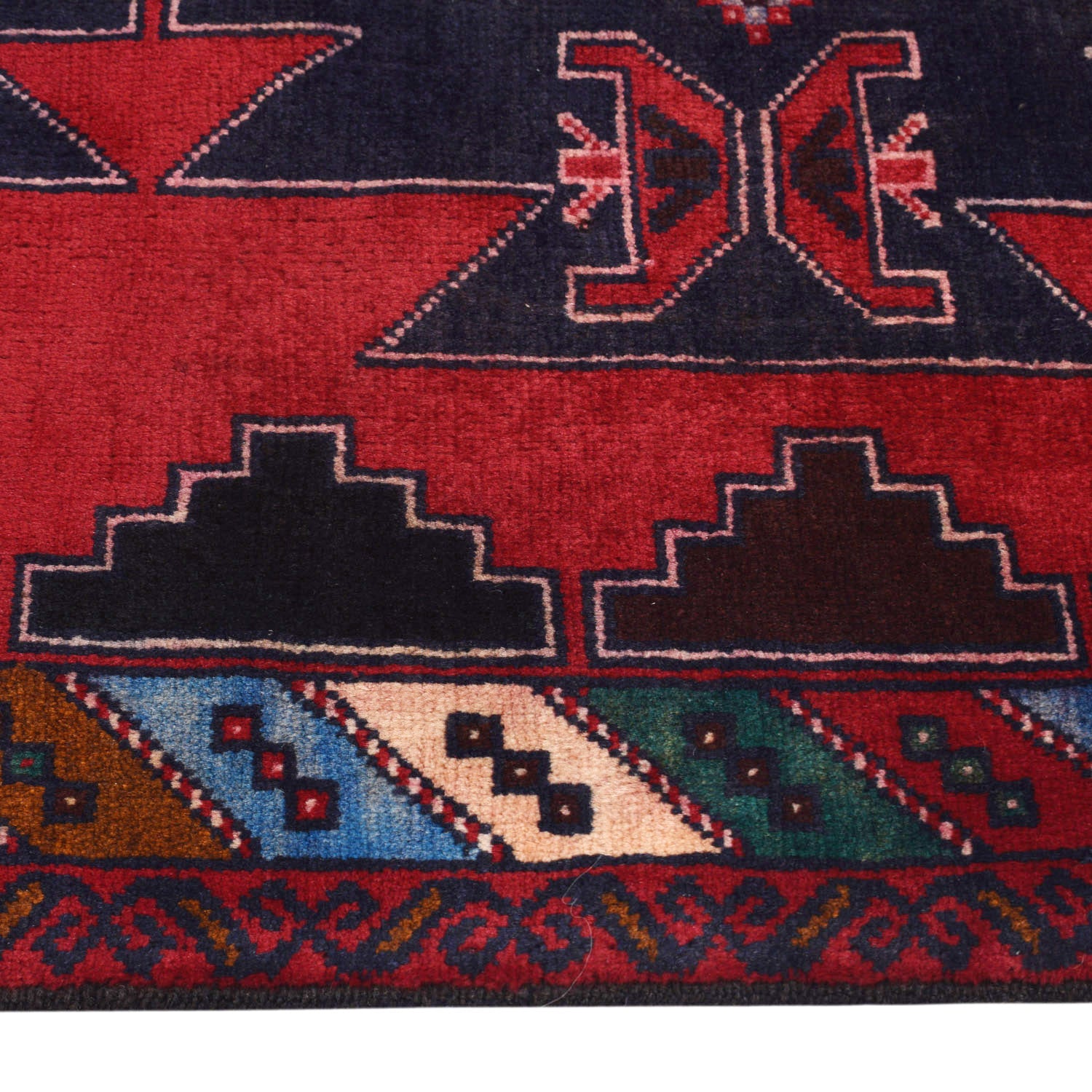Baluchi Rug Handmade Red Geometric 2x4 ft