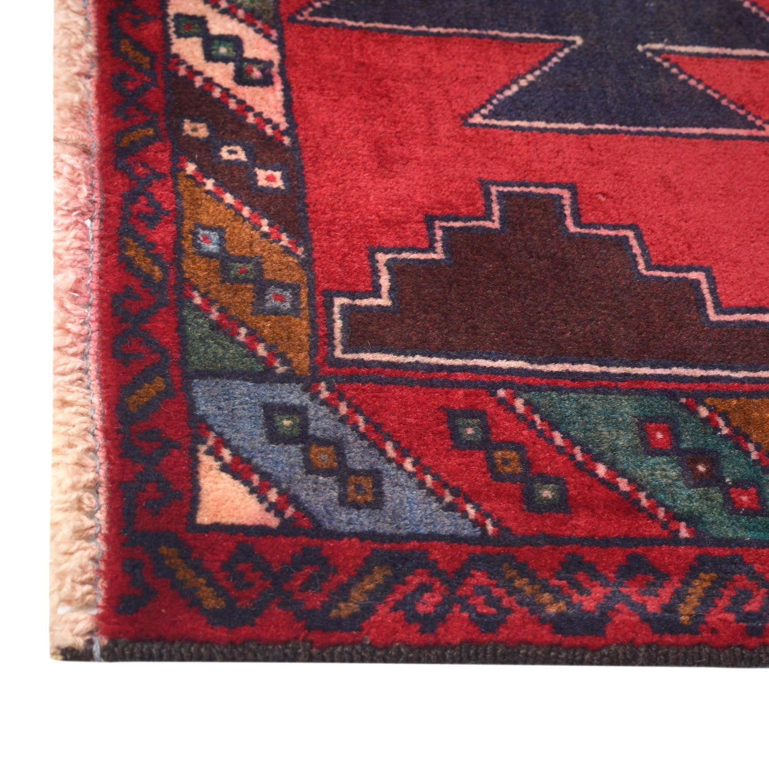 Baluchi Rug Handmade Red Geometric 2x4 ft
