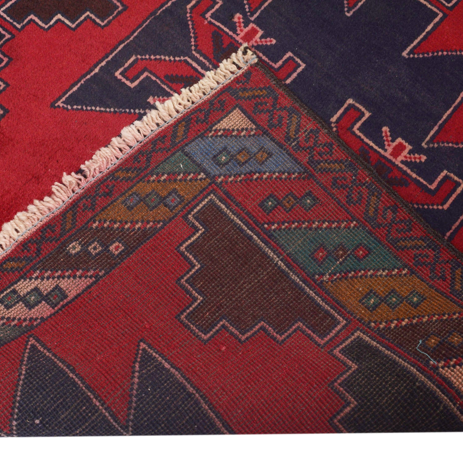 Baluchi Rug Handmade Red Geometric 2x4 ft