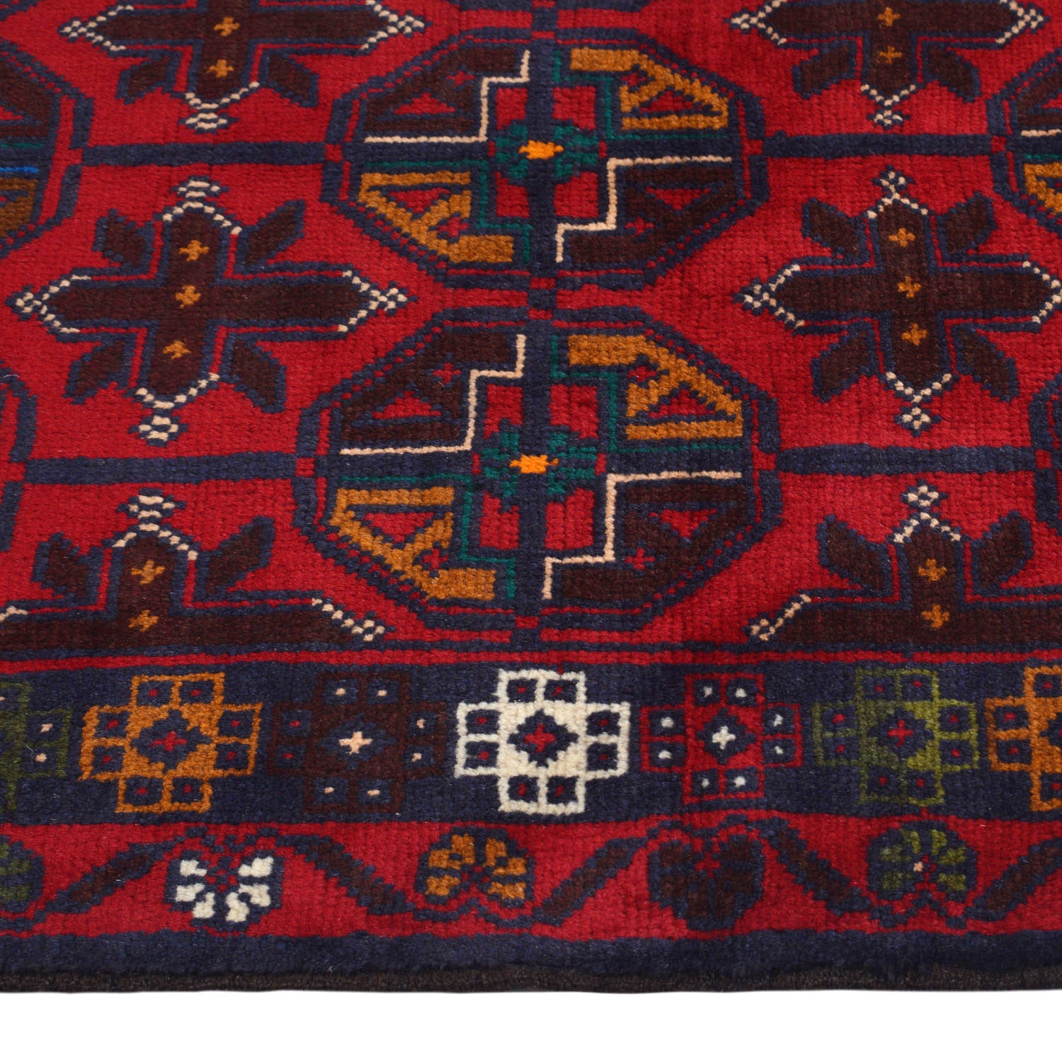 Baluchi Rug Handmade Red Geometric 2x4 ft