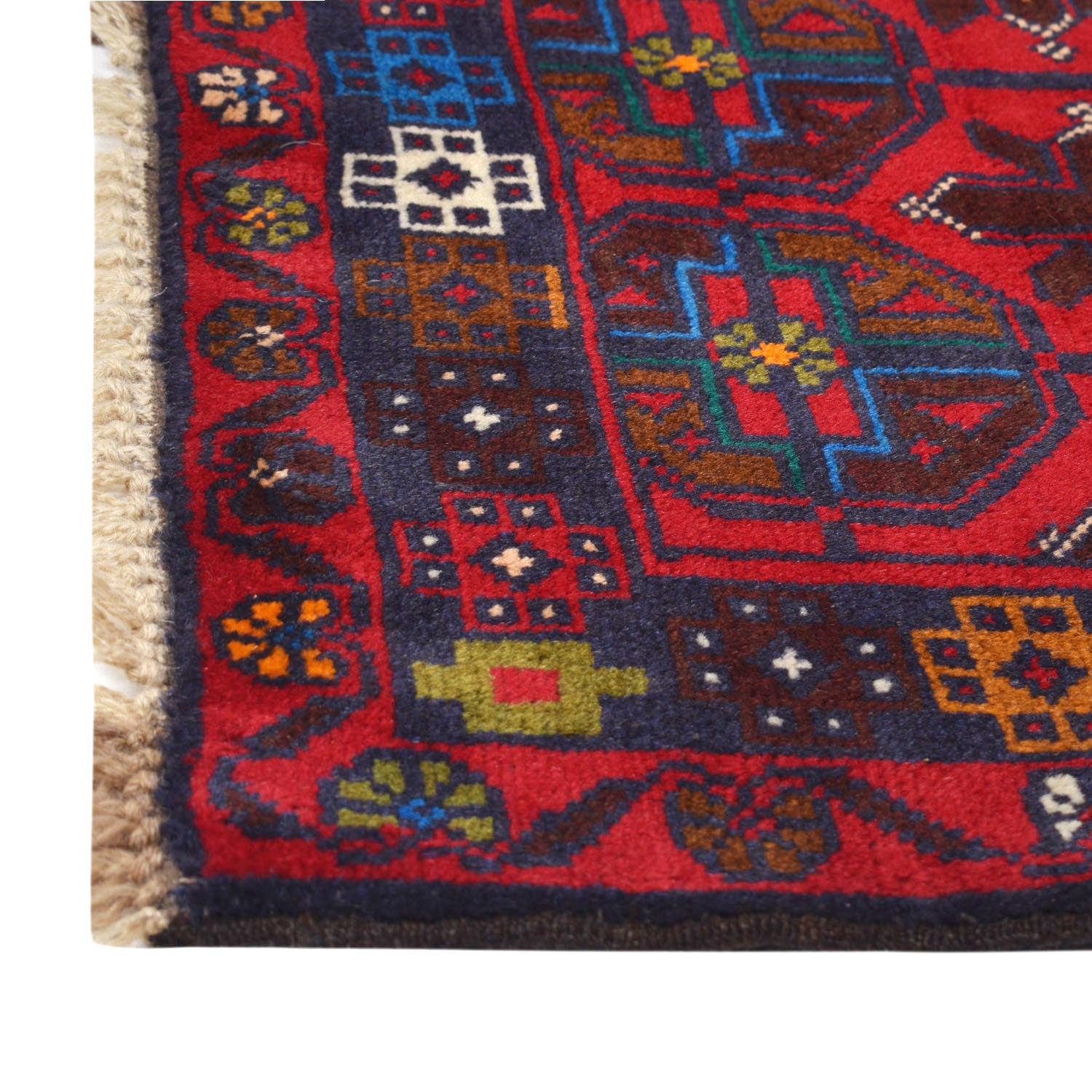 Baluchi Rug Handmade Red Geometric 2x4 ft