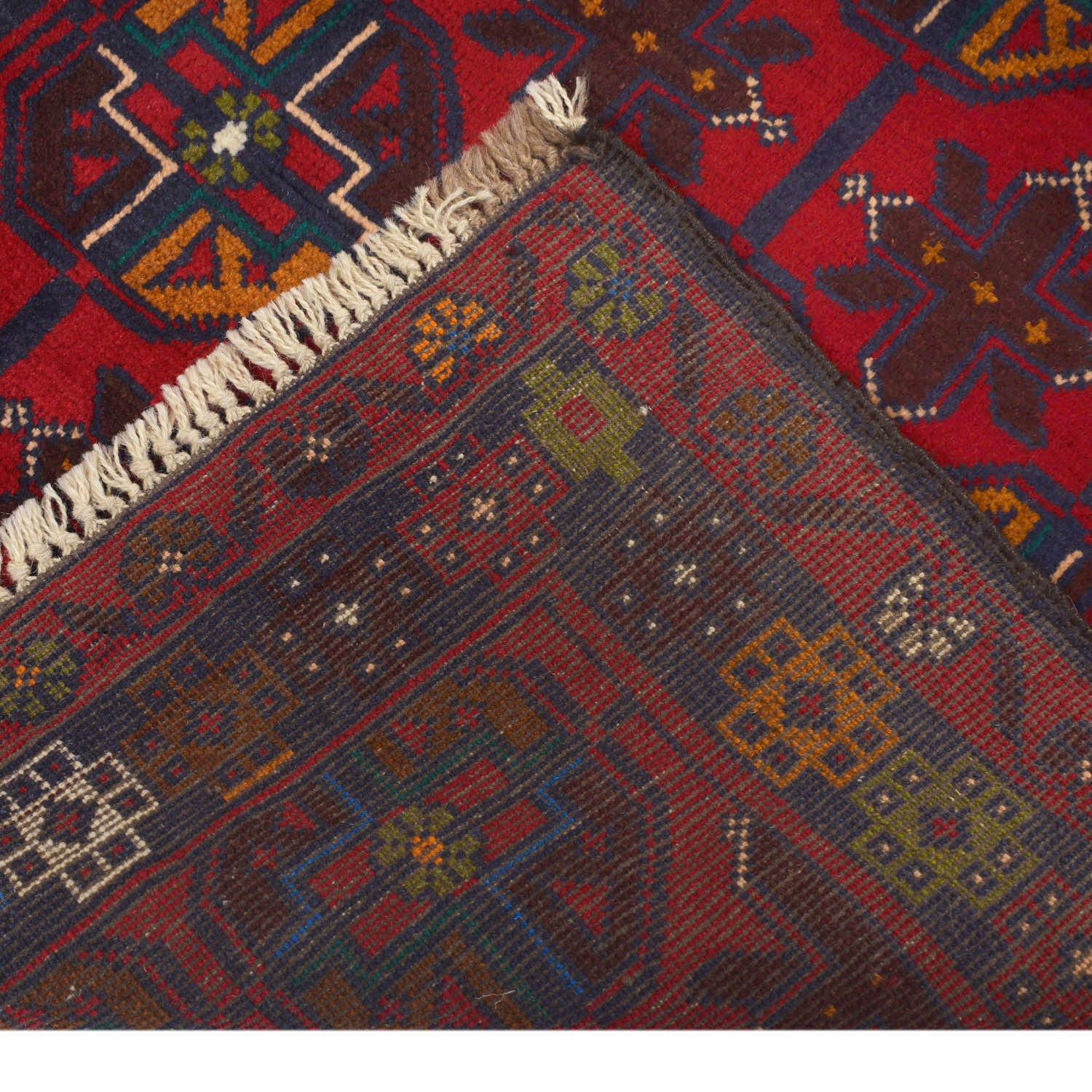 Baluchi Rug Handmade Red Geometric 2x4 ft