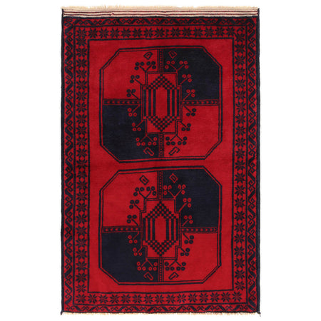 Baluchi Rug Handmade Red Geometric 2x4 ft