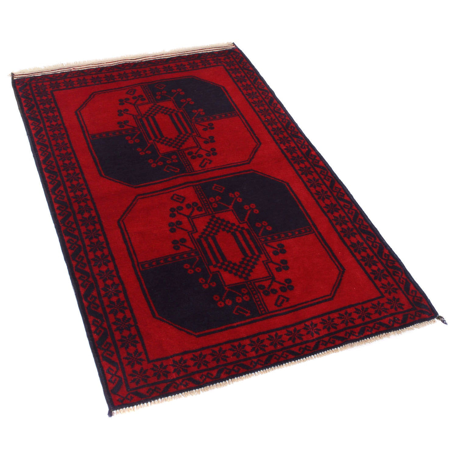 Baluchi Rug Handmade Red Geometric 2x4 ft