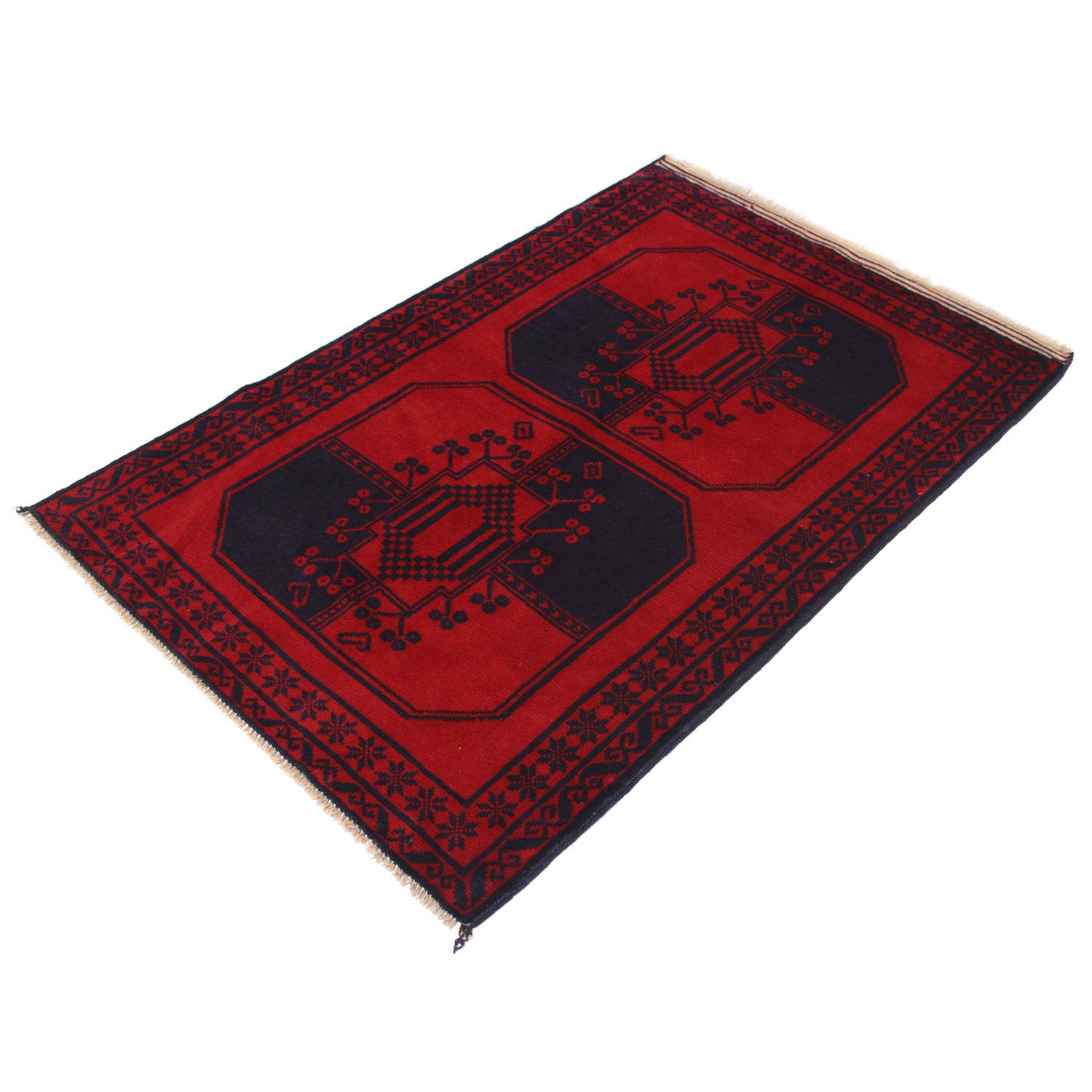 Baluchi Rug Handmade Red Geometric 2x4 ft