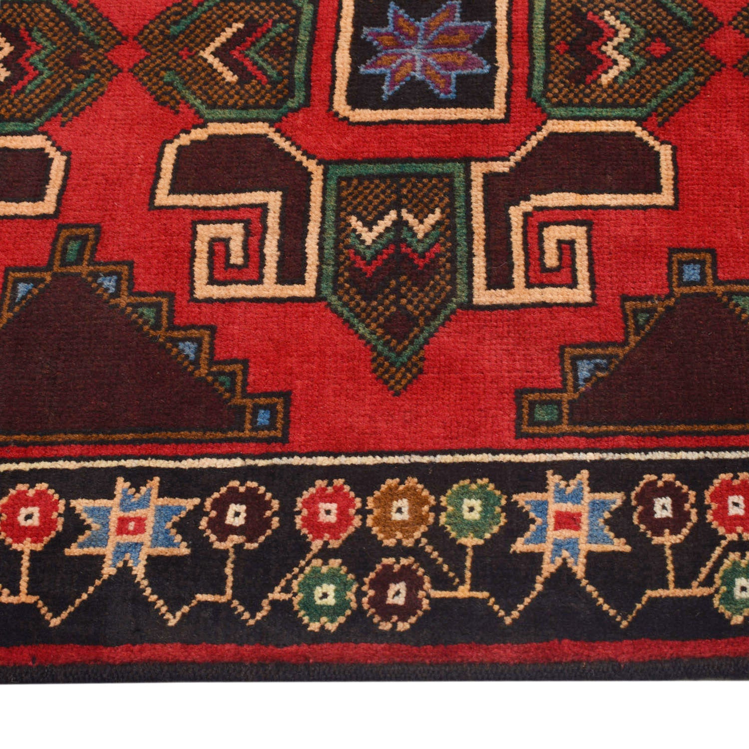 Baluchi Rug Handmade Red Geometric 2x4 ft