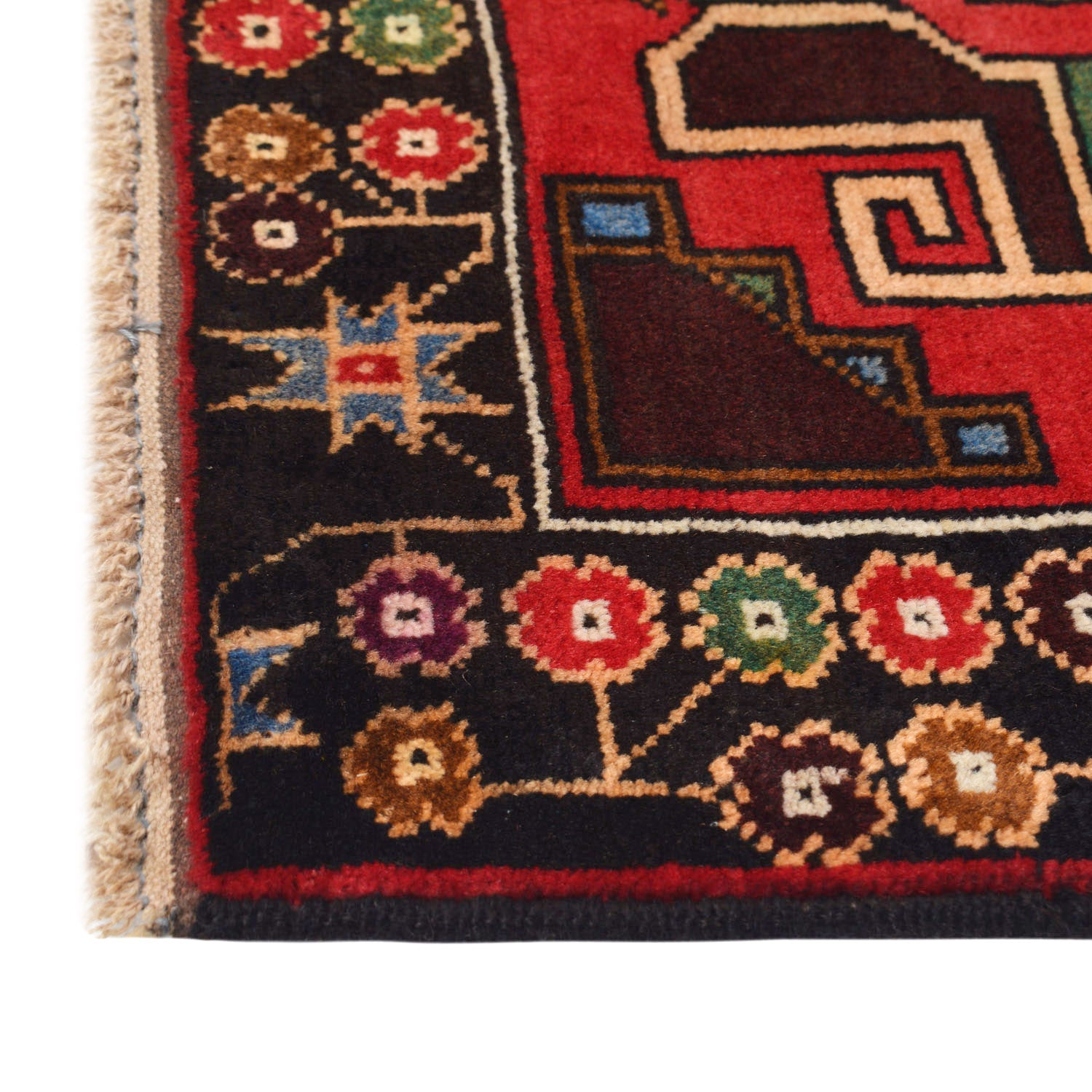 Baluchi Rug Handmade Red Geometric 2x4 ft