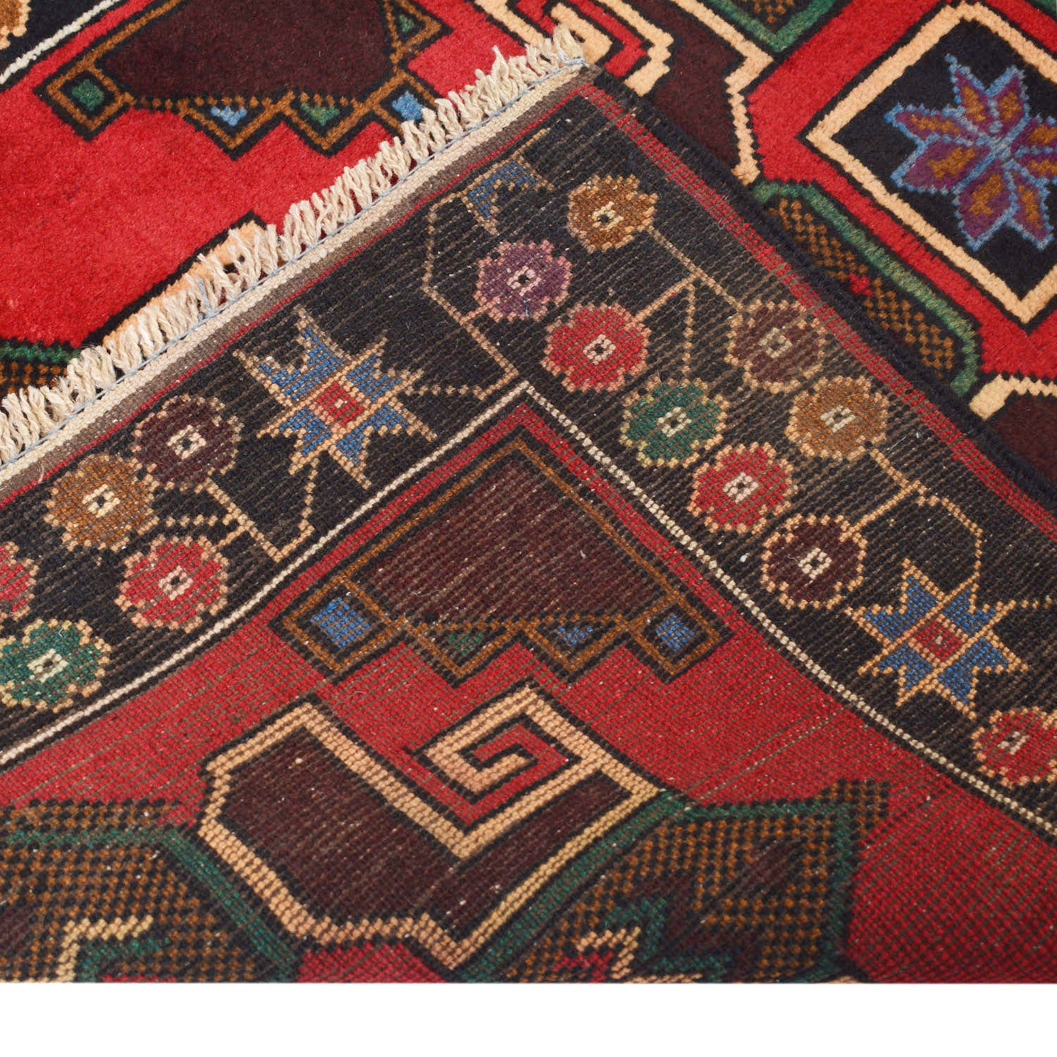 Baluchi Rug Handmade Red Geometric 2x4 ft