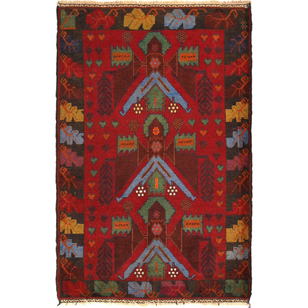 Baluchi Rug Handmade Multi Geometric 3x5 ft