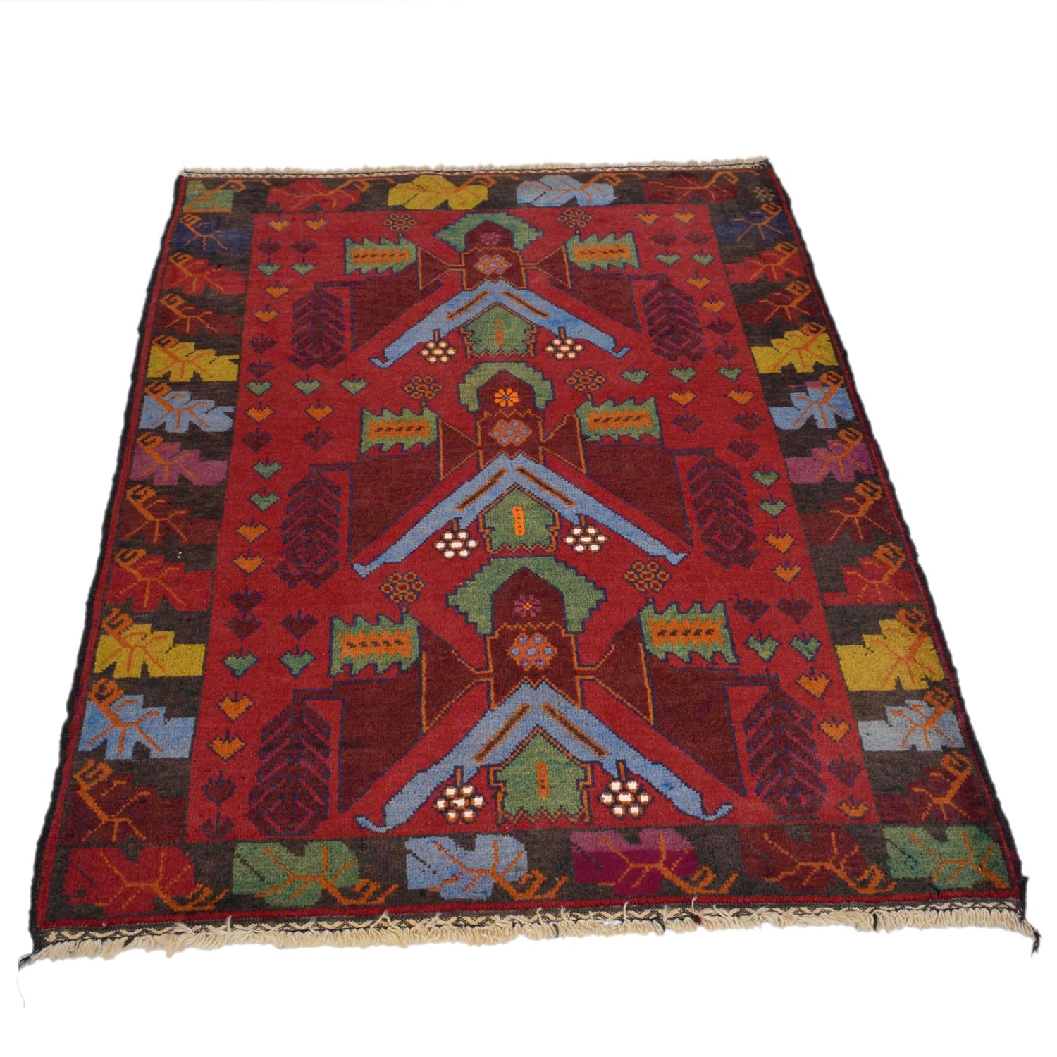 Baluchi Rug Handmade Multi Geometric 3x5 ft
