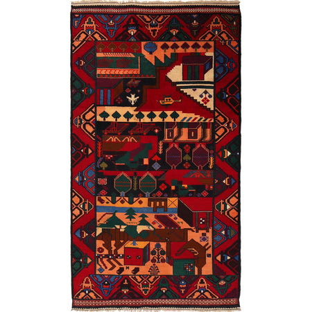 Pictorial Rug Handmade Multi Design