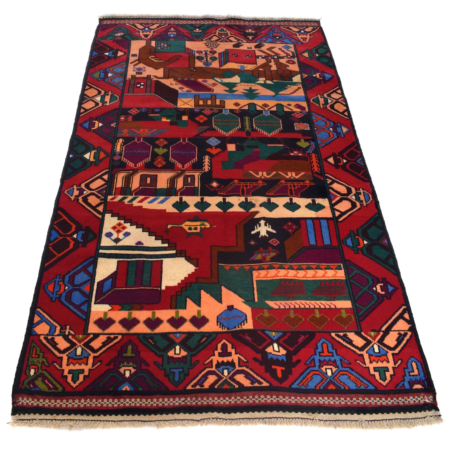 Pictorial Rug Handmade Multi Design