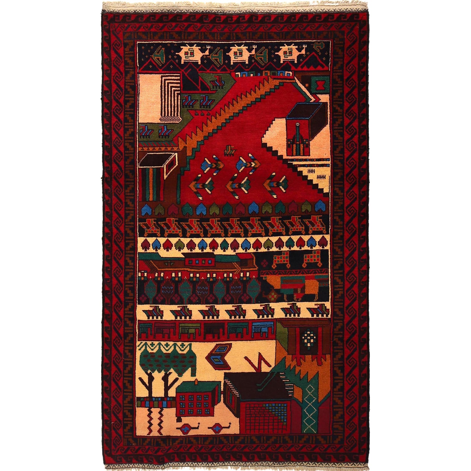 Pictorial Rug Handmade Multi Design