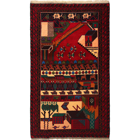 Pictorial Rug Handmade Multi Design