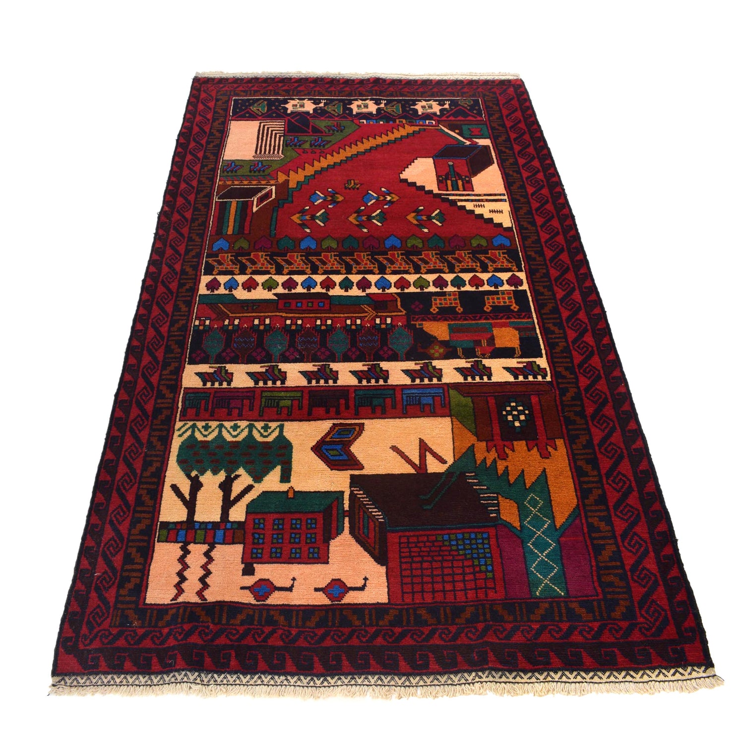 Pictorial Rug Handmade Multi Design