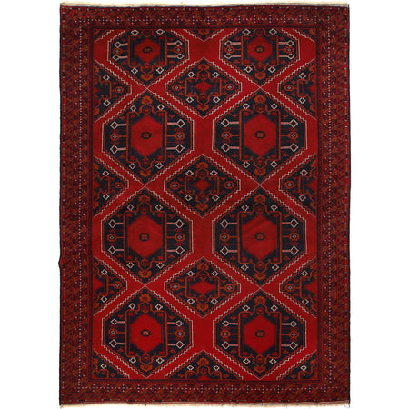 Baluchi Rug Handmade Deep Red Geometric 7x10 ft
