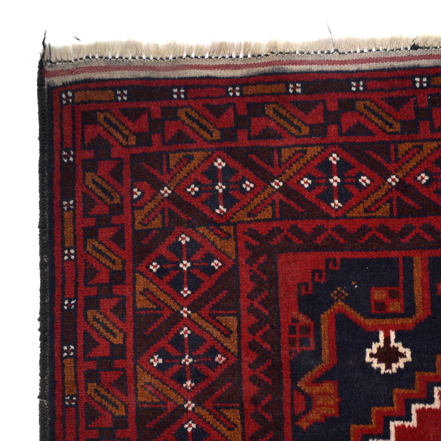 Baluchi Rug Handmade Deep Red Geometric 7x10 ft
