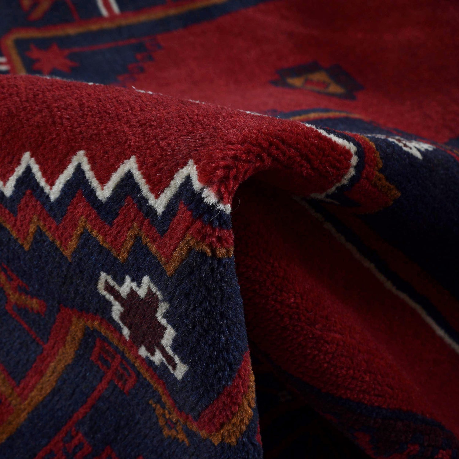 Baluchi Rug Handmade Deep Red Geometric 7x10 ft