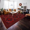 Baluchi Rug Handmade Deep Red Geometric 7x10 ft