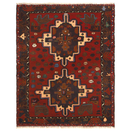 Baluchi Rug Handmade Red Geometric 2x4 ft