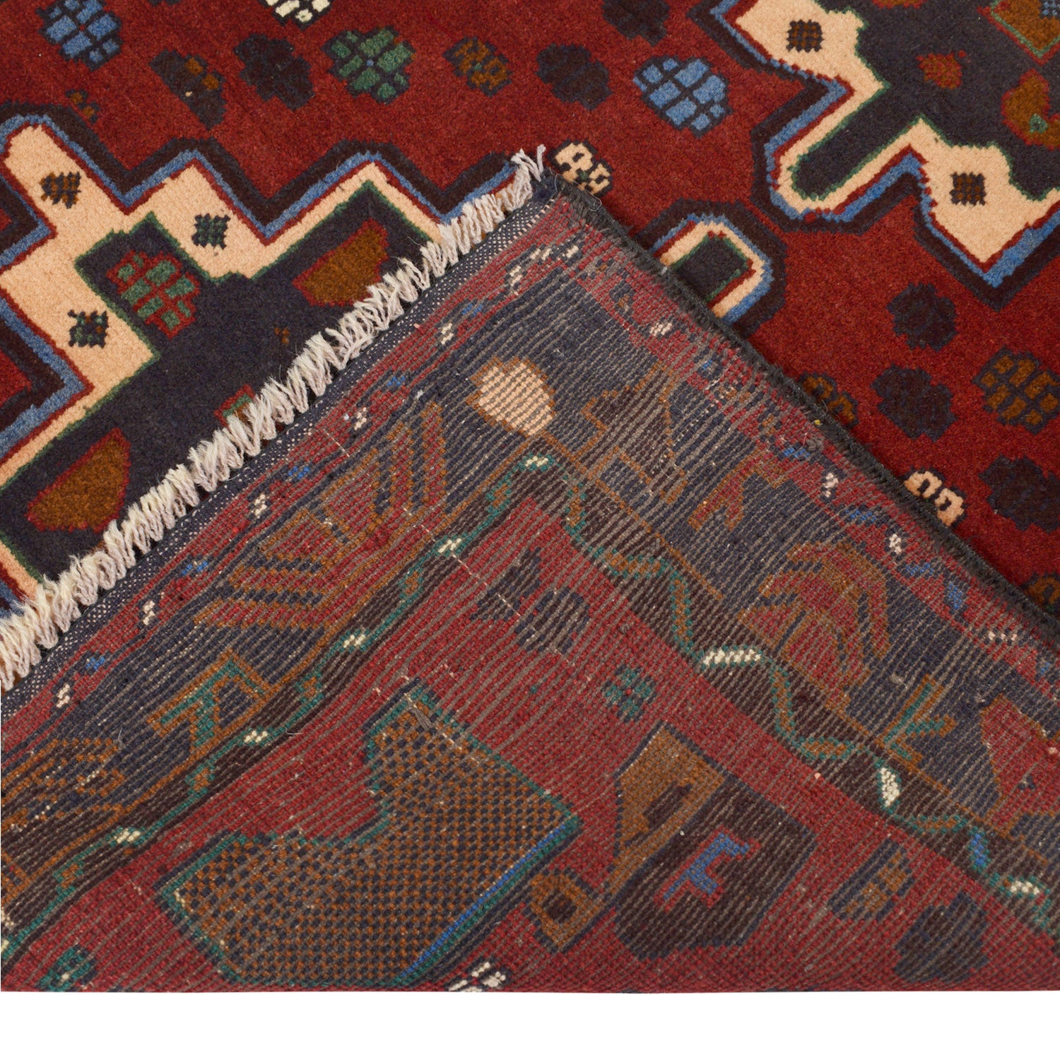 Baluchi Rug Handmade Red Geometric 2x4 ft