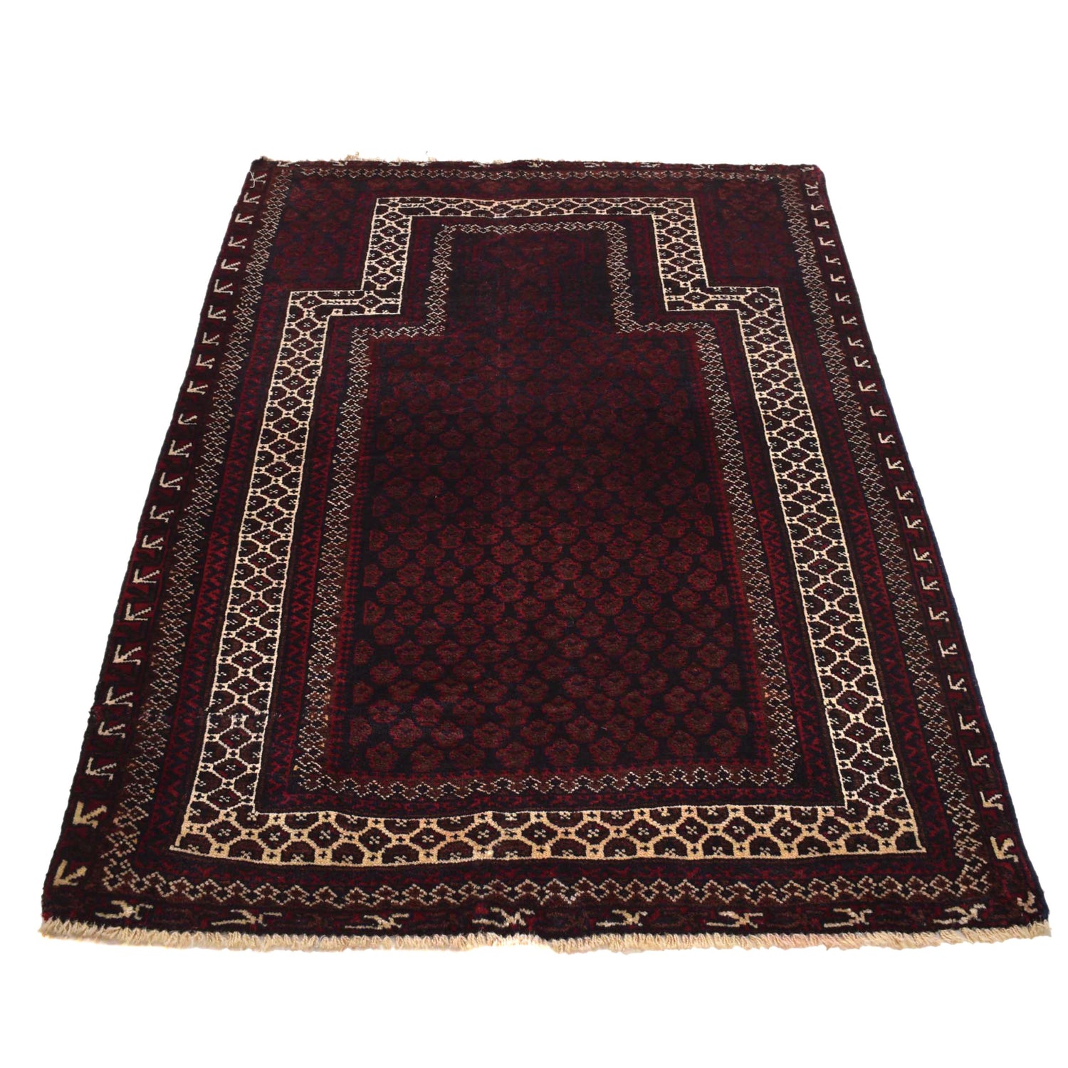 Baluchi Rug Handmade Red Prayer Design 3x5 ft