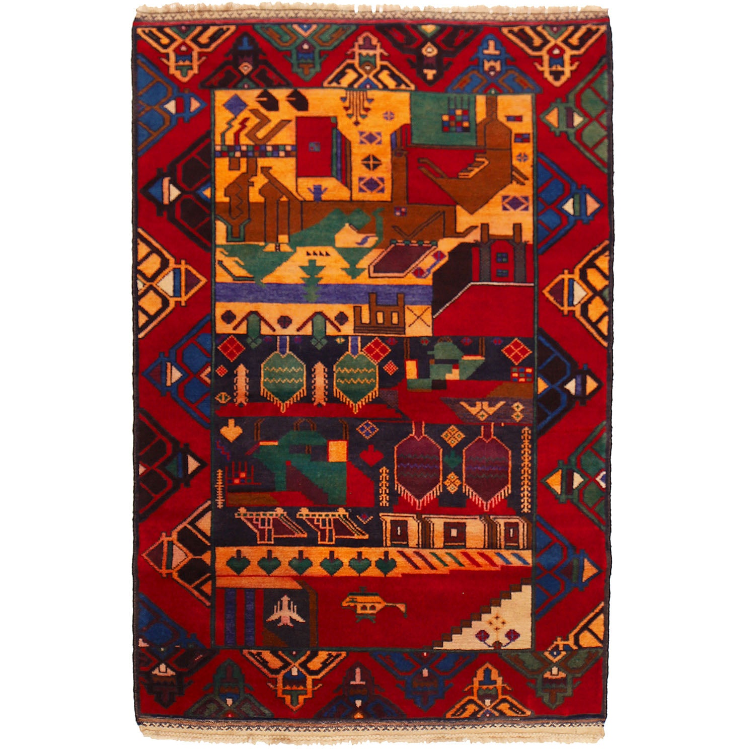 Pictorial Rug Handmade Multi Design