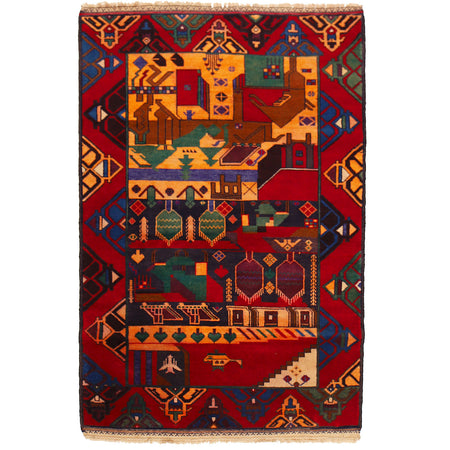 Pictorial Rug Handmade Multi Design