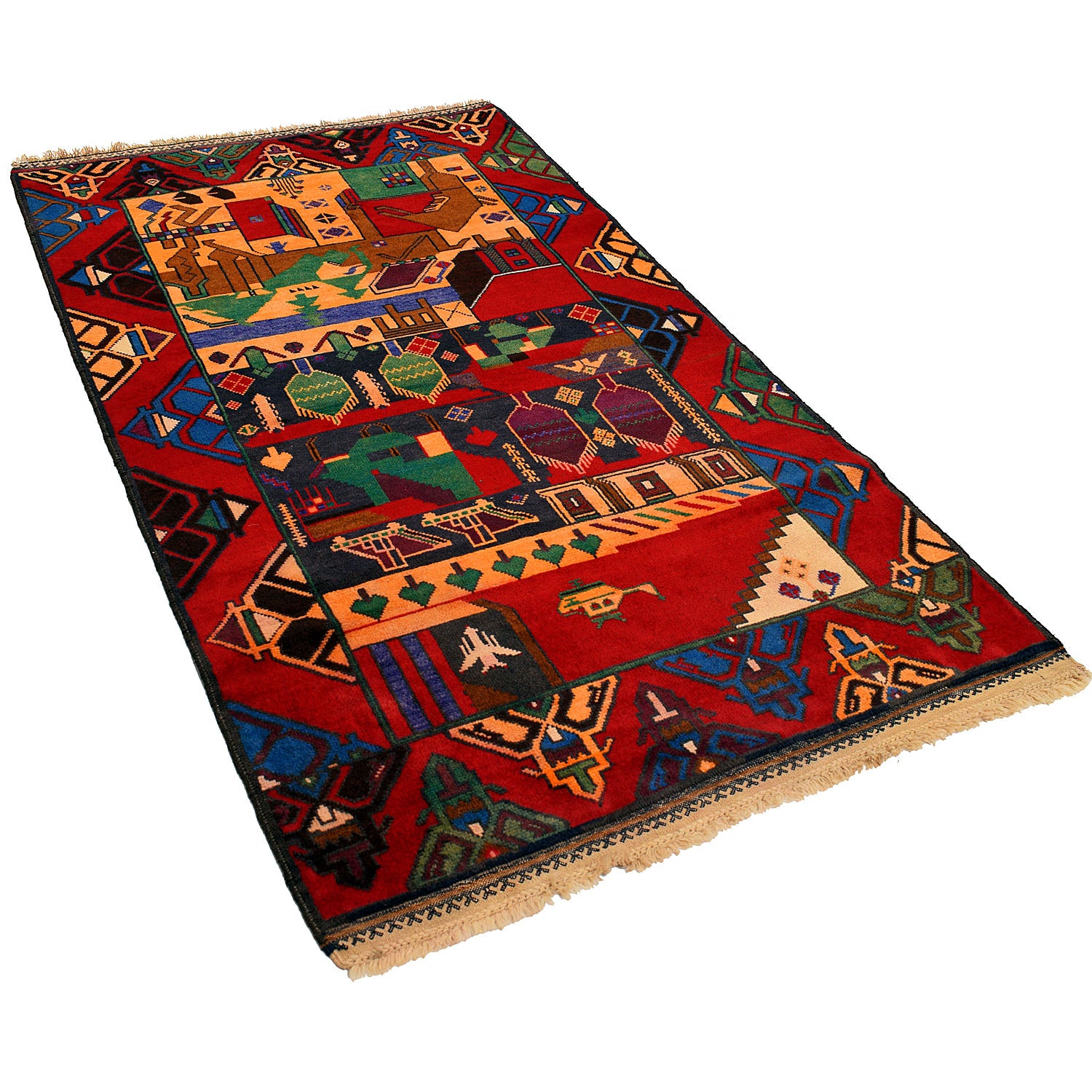 Pictorial Rug Handmade Multi Design