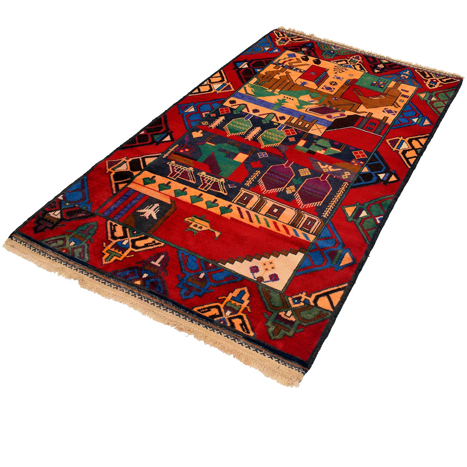 Pictorial Rug Handmade Multi Design